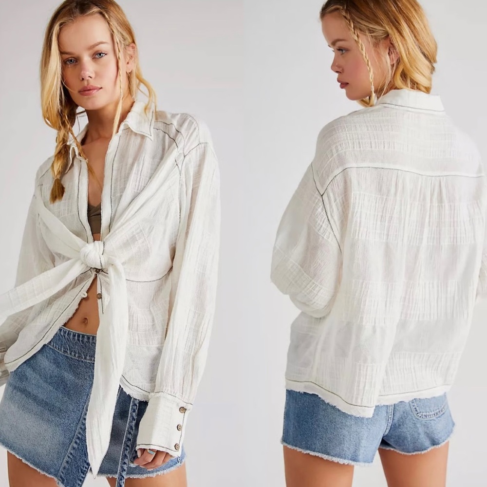 Free People Kiara Top Ivory Tie Boho beach New with tags! Size XS